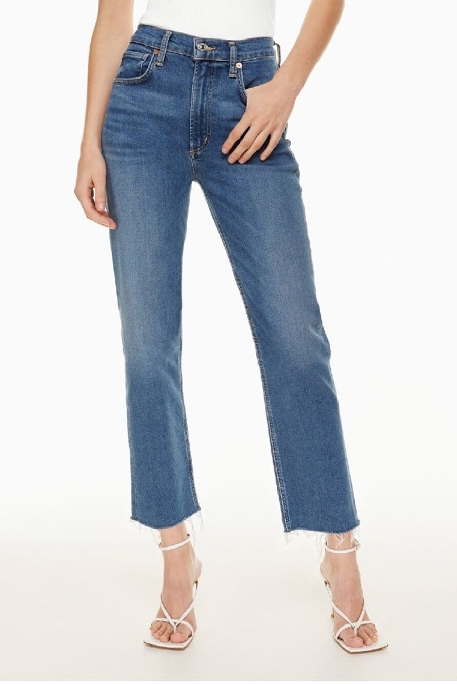 Citizens Of Humanity Daphne Crop Jeans Womens 26 Blue Wash Frayed Hem
